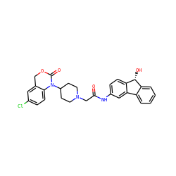 O=C(CN1CCC(N2C(=O)OCc3cc(Cl)ccc32)CC1)Nc1ccc2c(c1)-c1ccccc1[C@H]2O ZINC000013612809