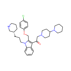 O=C(CN1CCC(N2CCCCC2)CC1)c1c(COc2ccc(Cl)cc2)n(CCC[C@H]2CCCNC2)c2ccccc12 ZINC000027193871