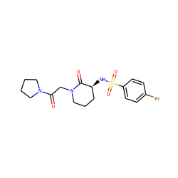 O=C(CN1CCC[C@H](NS(=O)(=O)c2ccc(Br)cc2)C1=O)N1CCCC1 ZINC000073160530