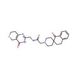 O=C(CN1CCC2(CCc3ccccc3C2=O)CC1)NCc1nc2c(c(=O)[nH]1)COCC2 ZINC000145394431
