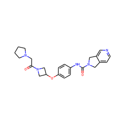 O=C(CN1CCCC1)N1CC(Oc2ccc(NC(=O)N3Cc4ccncc4C3)cc2)C1 ZINC000167579246