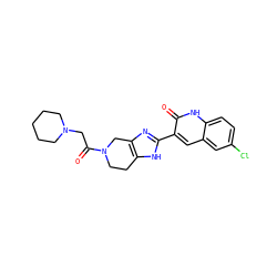 O=C(CN1CCCCC1)N1CCc2[nH]c(-c3cc4cc(Cl)ccc4[nH]c3=O)nc2C1 ZINC000068267327