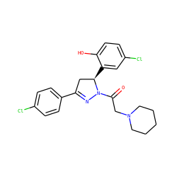 O=C(CN1CCCCC1)N1N=C(c2ccc(Cl)cc2)C[C@H]1c1cc(Cl)ccc1O ZINC000299867652
