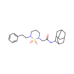 O=C(CN1CCCN(CCc2ccccc2)S1(=O)=O)NC1C2CC3CC(C2)CC1C3 ZINC000084670889