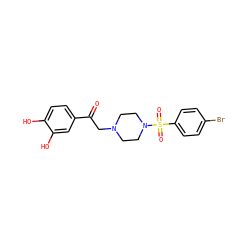 O=C(CN1CCN(S(=O)(=O)c2ccc(Br)cc2)CC1)c1ccc(O)c(O)c1 ZINC000015942294