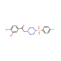 O=C(CN1CCN(S(=O)(=O)c2ccc(Cl)cc2)CC1)c1ccc(O)c(O)c1 ZINC000036227595