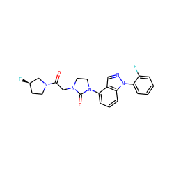 O=C(CN1CCN(c2cccc3c2cnn3-c2ccccc2F)C1=O)N1CC[C@@H](F)C1 ZINC000653842876