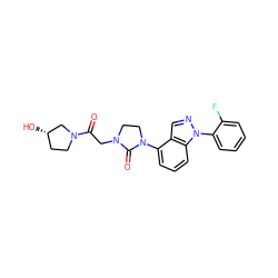 O=C(CN1CCN(c2cccc3c2cnn3-c2ccccc2F)C1=O)N1CC[C@H](O)C1 ZINC000653842822