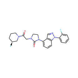 O=C(CN1CCN(c2cccc3c2cnn3-c2ccccc2F)C1=O)N1CCC[C@H](F)C1 ZINC000653850847