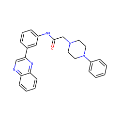 O=C(CN1CCN(c2ccccc2)CC1)Nc1cccc(-c2cnc3ccccc3n2)c1 ZINC000052530428
