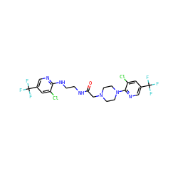 O=C(CN1CCN(c2ncc(C(F)(F)F)cc2Cl)CC1)NCCNc1ncc(C(F)(F)F)cc1Cl ZINC000008681037