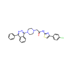 O=C(CN1CCN(c2nnc(-c3ccccc3)c3ccccc23)CC1)Nc1nc(-c2ccc(Cl)cc2)cs1 ZINC000653692112