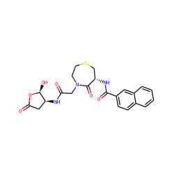 O=C(CN1CCSC[C@H](NC(=O)c2ccc3ccccc3c2)C1=O)N[C@H]1CC(=O)O[C@H]1O ZINC000003949863