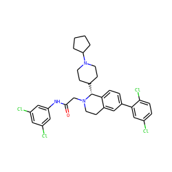 O=C(CN1CCc2cc(-c3cc(Cl)ccc3Cl)ccc2[C@H]1C1CCN(C2CCCC2)CC1)Nc1cc(Cl)cc(Cl)c1 ZINC000036351653