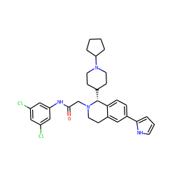 O=C(CN1CCc2cc(-c3ccc[nH]3)ccc2[C@H]1C1CCN(C2CCCC2)CC1)Nc1cc(Cl)cc(Cl)c1 ZINC000036351685
