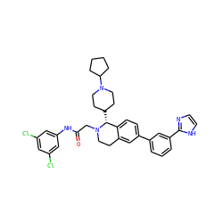 O=C(CN1CCc2cc(-c3cccc(-c4ncc[nH]4)c3)ccc2[C@H]1C1CCN(C2CCCC2)CC1)Nc1cc(Cl)cc(Cl)c1 ZINC000095544122