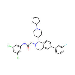O=C(CN1CCc2cc(-c3cccc(F)c3)ccc2[C@H]1C1CCN(C2CCCC2)CC1)Nc1cc(Cl)cc(Cl)c1 ZINC000036351674