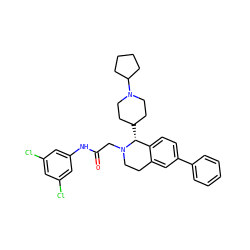 O=C(CN1CCc2cc(-c3ccccc3)ccc2[C@H]1C1CCN(C2CCCC2)CC1)Nc1cc(Cl)cc(Cl)c1 ZINC000036351690