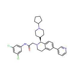 O=C(CN1CCc2cc(-c3cccnc3)ccc2[C@@H]1C1CCN(C2CCCC2)CC1)Nc1cc(Cl)cc(Cl)c1 ZINC000003987150