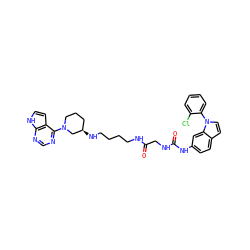 O=C(CNC(=O)Nc1ccc2ccn(-c3ccccc3Cl)c2c1)NCCCCN[C@@H]1CCCN(c2ncnc3[nH]ccc23)C1 ZINC001772578353
