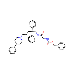 O=C(CNC(=O)OCc1ccccc1)NCC(CCCN1CCC(c2ccccc2)CC1)(c1ccccc1)c1ccccc1 ZINC000003936146