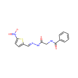 O=C(CNC(=O)c1ccccc1)N/N=C/c1ccc([N+](=O)[O-])s1 ZINC000002278333