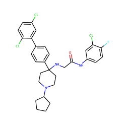 O=C(CNC1(c2ccc(-c3cc(Cl)ccc3Cl)cc2)CCN(C2CCCC2)CC1)Nc1ccc(F)c(Cl)c1 ZINC000038157895