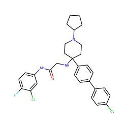 O=C(CNC1(c2ccc(-c3ccc(Cl)cc3)cc2)CCN(C2CCCC2)CC1)Nc1ccc(F)c(Cl)c1 ZINC000038157907