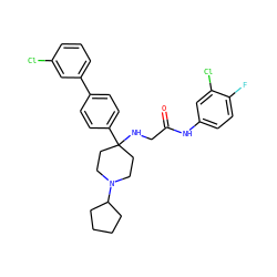 O=C(CNC1(c2ccc(-c3cccc(Cl)c3)cc2)CCN(C2CCCC2)CC1)Nc1ccc(F)c(Cl)c1 ZINC000038157904
