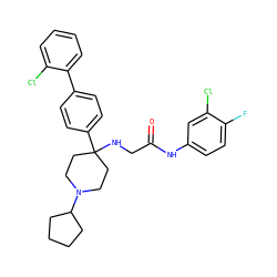 O=C(CNC1(c2ccc(-c3ccccc3Cl)cc2)CCN(C2CCCC2)CC1)Nc1ccc(F)c(Cl)c1 ZINC000038157900