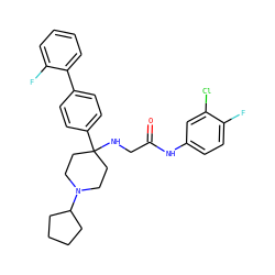 O=C(CNC1(c2ccc(-c3ccccc3F)cc2)CCN(C2CCCC2)CC1)Nc1ccc(F)c(Cl)c1 ZINC000038157899