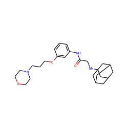 O=C(CNC12CC3CC(CC(C3)C1)C2)Nc1cccc(OCCCN2CCOCC2)c1 ZINC000040392918