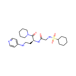 O=C(CNS(=O)(=O)C1CCCCC1)N[C@@H](CCNc1ccncc1)C(=O)N1CCCCC1 ZINC000013494032