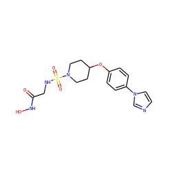 O=C(CNS(=O)(=O)N1CCC(Oc2ccc(-n3ccnc3)cc2)CC1)NO ZINC000028528013