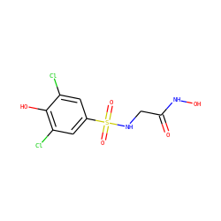 O=C(CNS(=O)(=O)c1cc(Cl)c(O)c(Cl)c1)NO ZINC001772575320