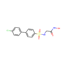 O=C(CNS(=O)(=O)c1ccc(-c2ccc(Cl)cc2)cc1)NO ZINC001772602604