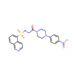 O=C(CNS(=O)(=O)c1cccc2cnccc12)N1CCN(c2ccc([N+](=O)[O-])cc2)CC1 ZINC000028705115