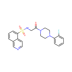 O=C(CNS(=O)(=O)c1cccc2cnccc12)N1CCN(c2ccccc2F)CC1 ZINC000028705019