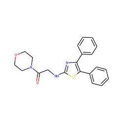 O=C(CNc1nc(-c2ccccc2)c(-c2ccccc2)s1)N1CCOCC1 ZINC001772570273