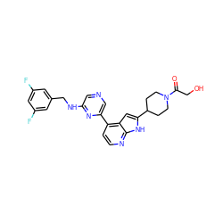 O=C(CO)N1CCC(c2cc3c(-c4cncc(NCc5cc(F)cc(F)c5)n4)ccnc3[nH]2)CC1 ZINC000226065503