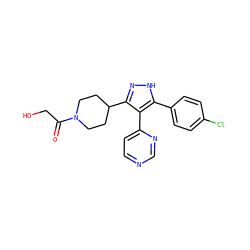 O=C(CO)N1CCC(c2n[nH]c(-c3ccc(Cl)cc3)c2-c2ccncn2)CC1 ZINC000006718469