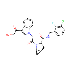 O=C(CO)c1cn(CC(=O)N2[C@H](C(=O)NCc3cccc(Cl)c3F)C[C@H]3C[C@H]32)c2ccccc12 ZINC000147975668