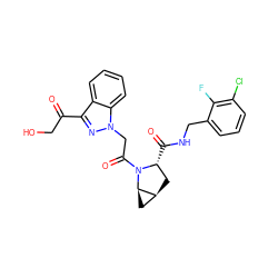 O=C(CO)c1nn(CC(=O)N2[C@H](C(=O)NCc3cccc(Cl)c3F)C[C@H]3C[C@H]32)c2ccccc12 ZINC000143891508