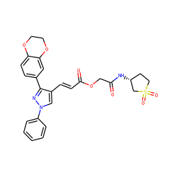 O=C(COC(=O)/C=C/c1cn(-c2ccccc2)nc1-c1ccc2c(c1)OCCO2)N[C@@H]1CCS(=O)(=O)C1 ZINC000002639260