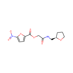 O=C(COC(=O)c1ccc([N+](=O)[O-])o1)NC[C@H]1CCCO1 ZINC000003271052