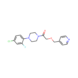 O=C(COCc1ccncc1)N1CCN(c2ccc(Cl)cc2F)CC1 ZINC000064549256
