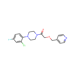 O=C(COCc1ccncc1)N1CCN(c2ccc(F)cc2Cl)CC1 ZINC000064560810