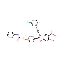 O=C(COc1ccc(-c2oc3cc(O)c(C(=O)O)cc3c2C#Cc2cccc(Cl)c2)cc1)Nc1ccccc1 ZINC000096272273