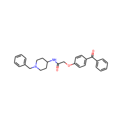 O=C(COc1ccc(C(=O)c2ccccc2)cc1)NC1CCN(Cc2ccccc2)CC1 ZINC000013117605