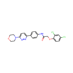 O=C(COc1ccc(Cl)cc1Cl)Nc1ccc(-c2ccc(N3CCOCC3)nn2)cc1 ZINC000010186641
